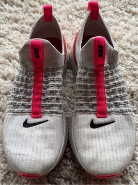 Nike Phantom Women’s Slip-On Athletic Shoes — White with Pink and Black Accents